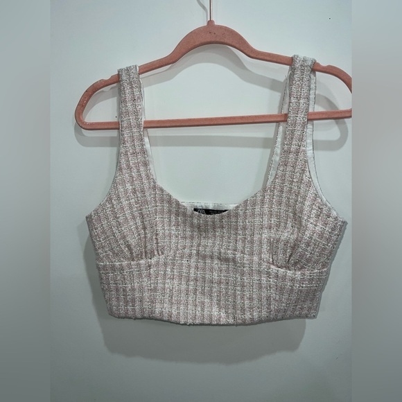 NWOT pink tweed ZARA crop - size L - Picture 8 of 12